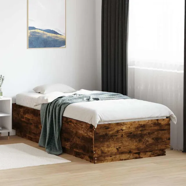 vidaXL Bedframe met LED-verlichting gerookt eikenkleurig 100x200 cm