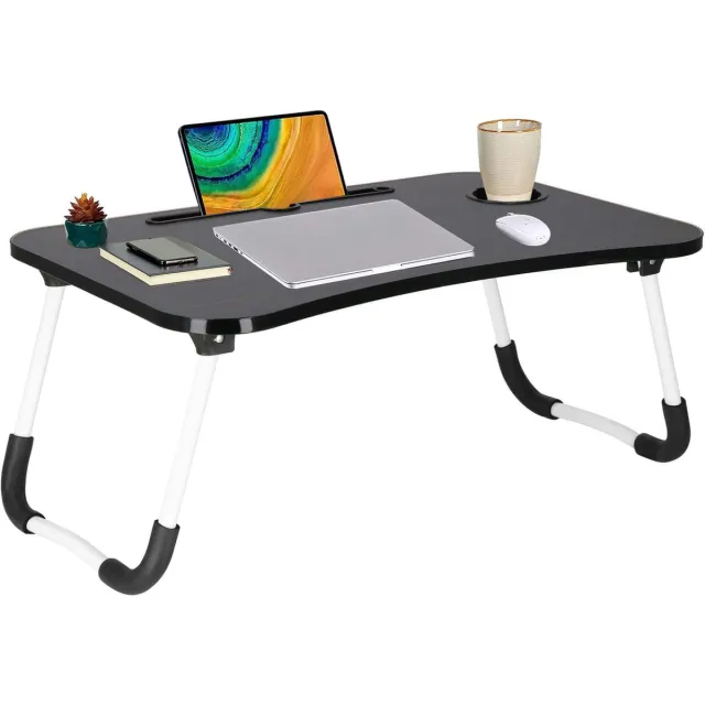 springos Laptoptafel | Bedtafel | Tablethouder | Laptopstandaard | 60 x 40 cm | Zwart hout