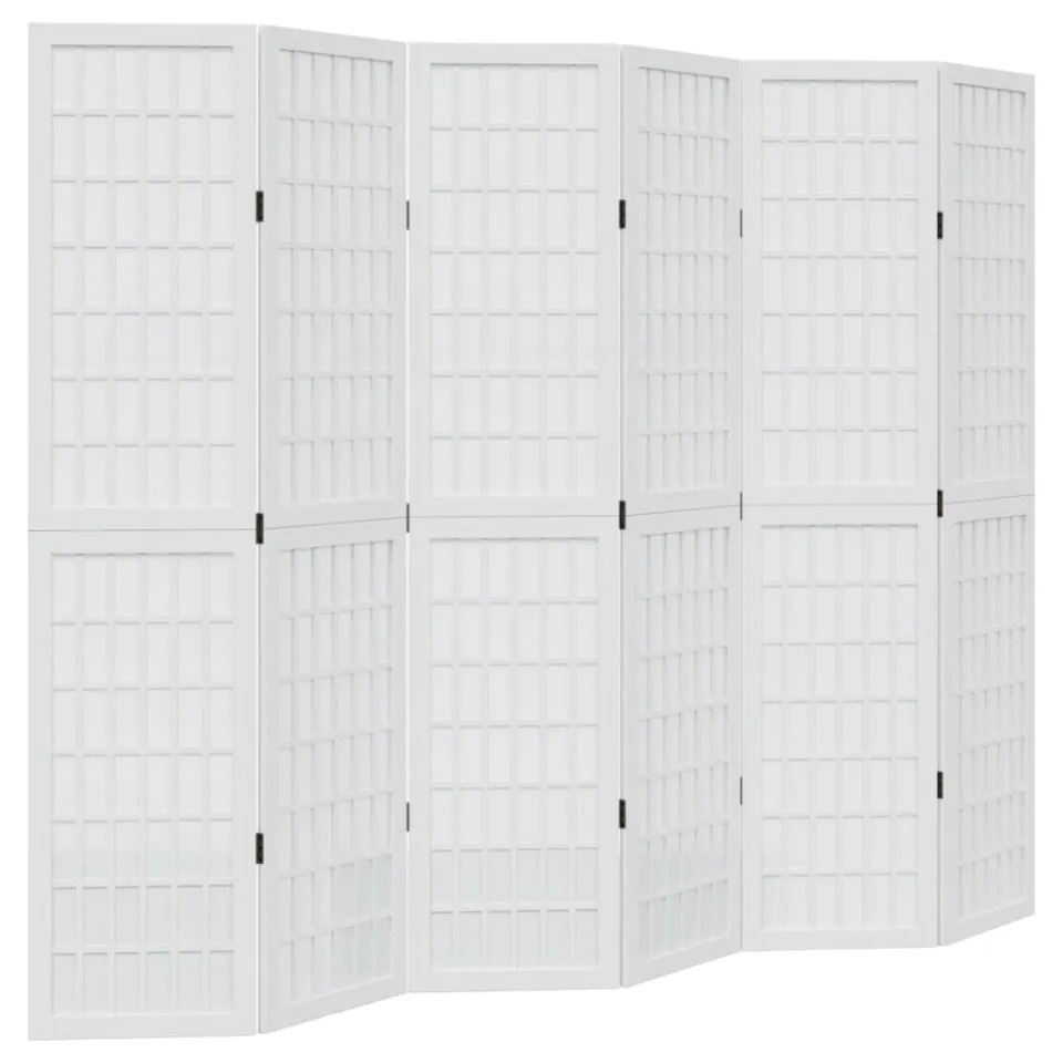 vidaXL Kamerscherm met 6 panelen massief paulowniahout wit