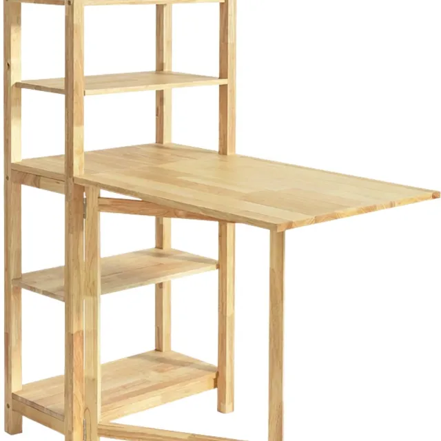 Happiq Opvouwbare Eettafel - Voor Eetkamer of Werkruimte - Met Plank - Nature Hout