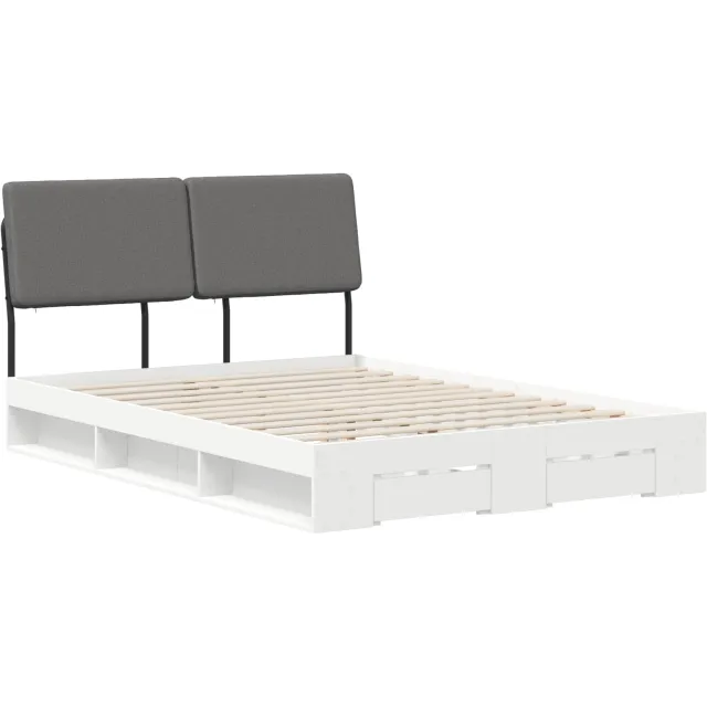 vidaXL Double Bed with Headboard Wit en Lichtgrijs 120 x 190 cm