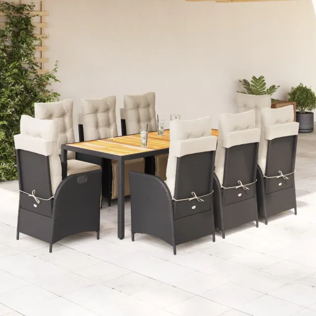 vidaXL 9-delige Tuinset poly rattan zwart, foto 2