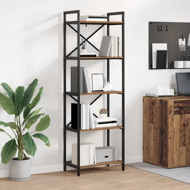 vidaXL Boekenkast 5-laags 56 x 34 x 171 cm Bewerkt hout Oud Hout bruin, foto 2