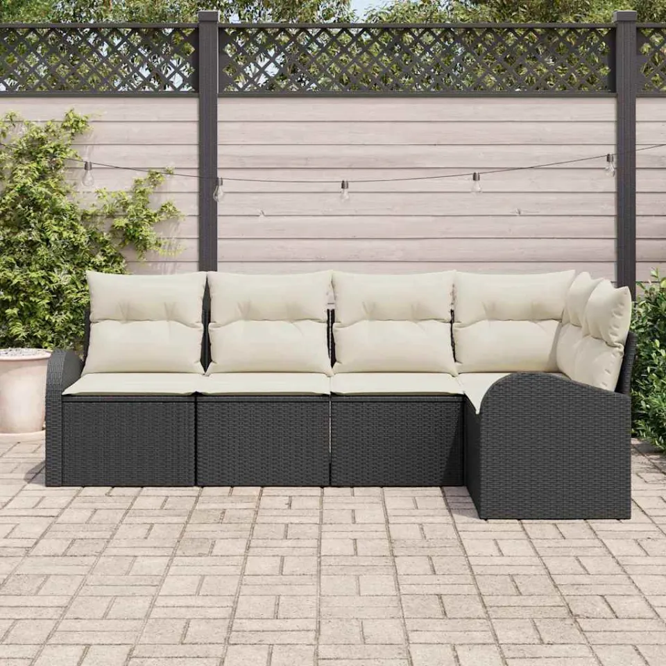 vidaXL Bankstel 5 st Zwart Polyester, foto 3