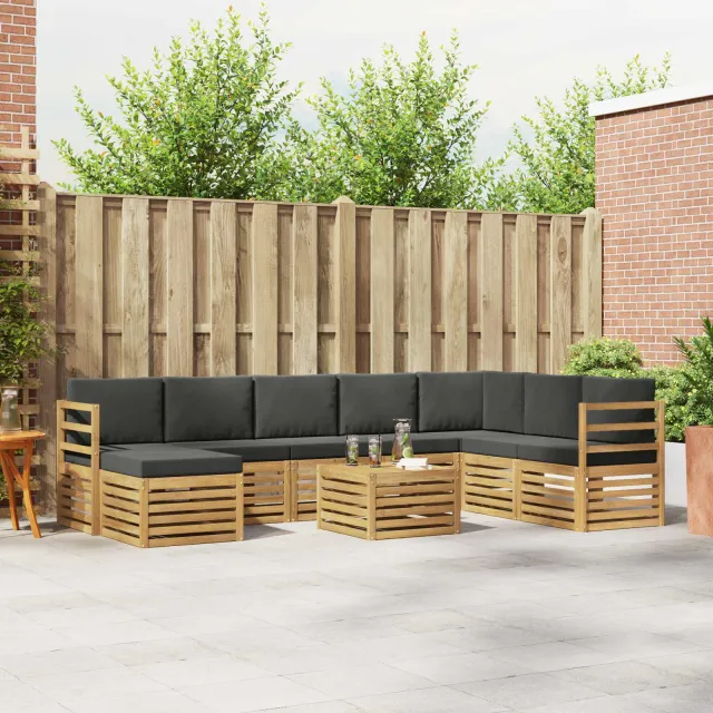 vidaXL Buiten bankenset 9 st 8-zits Wit en antracietkleurig Polyester