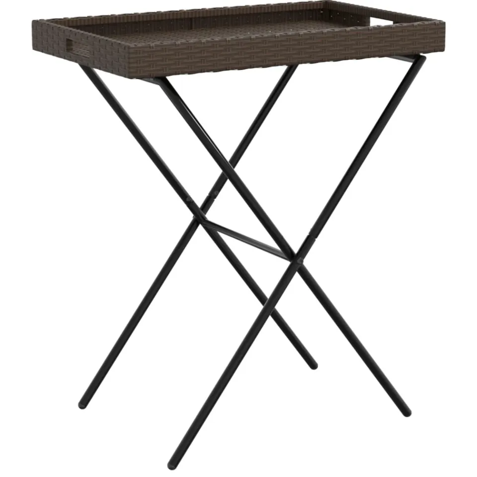vidaXL Dienbladtafel inklapbaar 65x40x75 cm poly rattan bruin