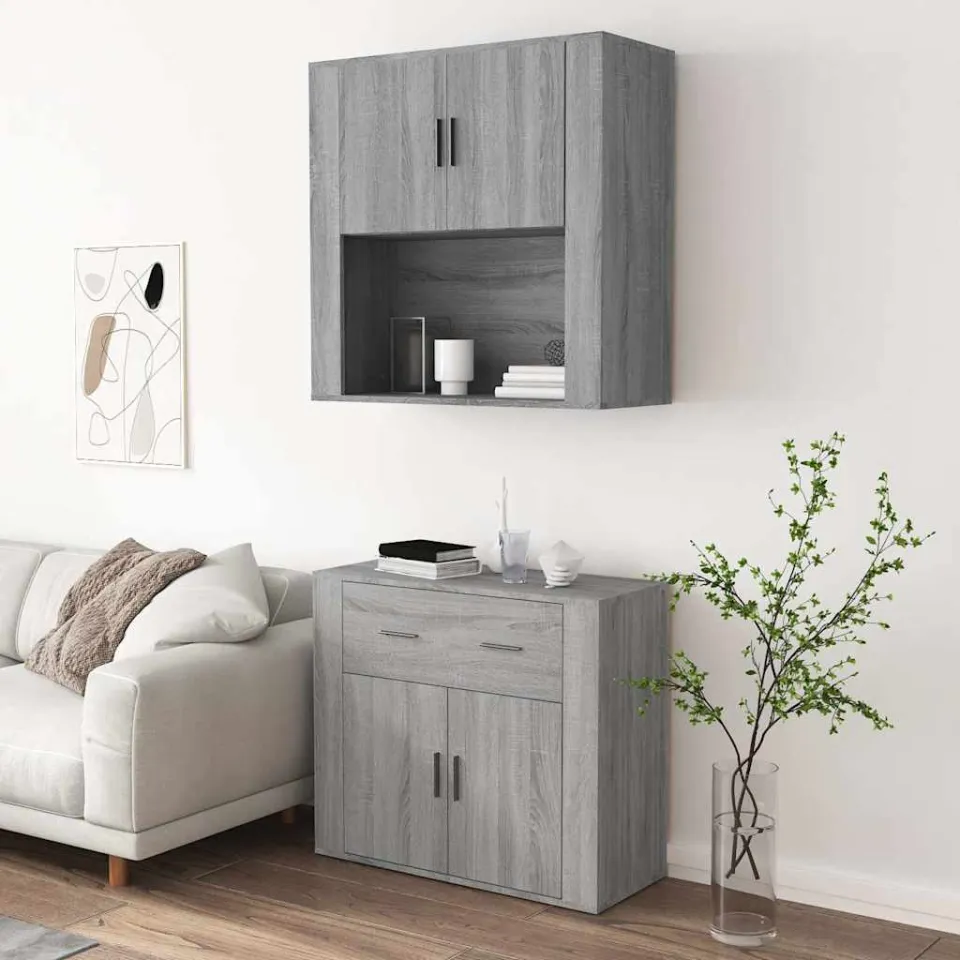 vidaXL Hoge kast bewerkt hout grijs sonoma eikenkleurig, foto 4