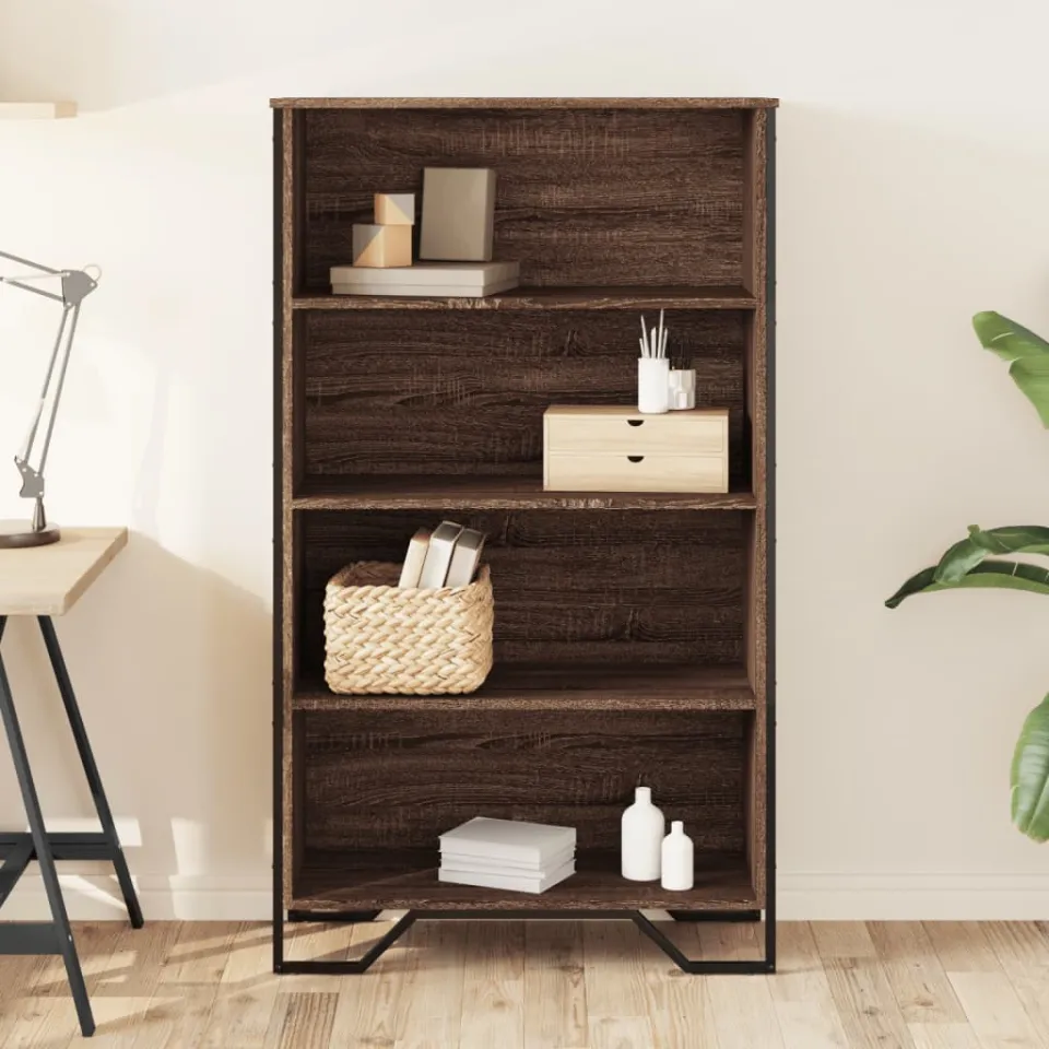 vidaXL Boekenkast 80x31x137,5 cm bewerkt hout bruin eikenkleur, foto 2