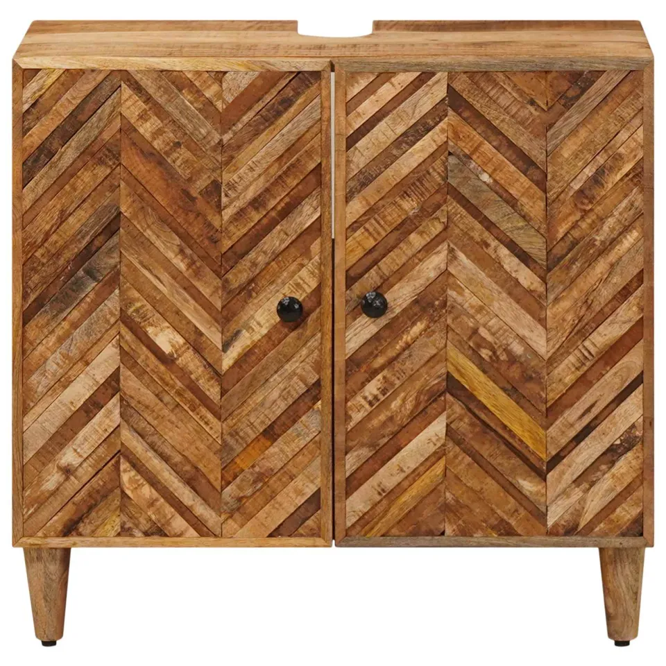 vidaXL Wastafelkast Bruin 62 x 33 x 58 cm Massief Mango Hout, foto 3