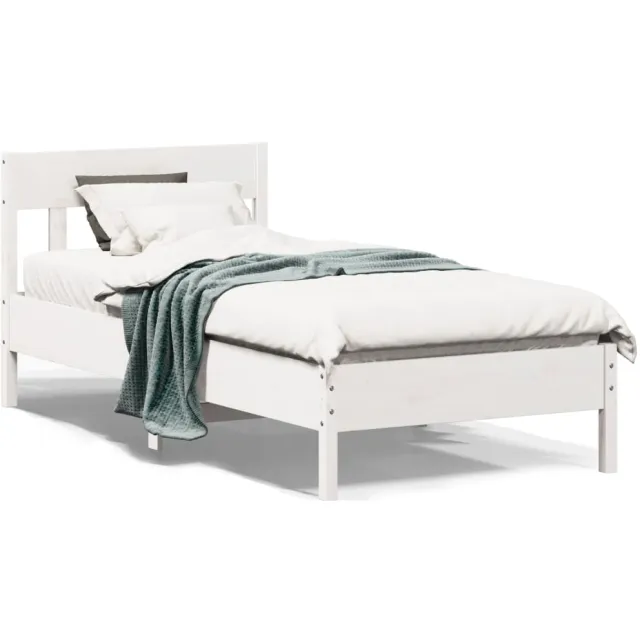 vidaXL Bedframe zonder matras massief grenenhout wit 75x190 cm