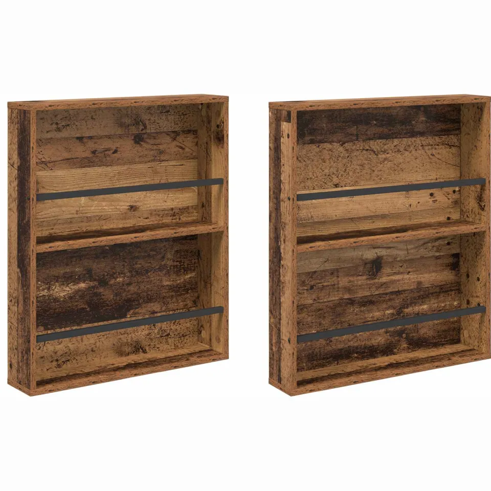 vidaXL Tijdschrift Rek 2 st Oudhout 60 x 12 x 70 cm Bewerkt hout bruin, foto 3