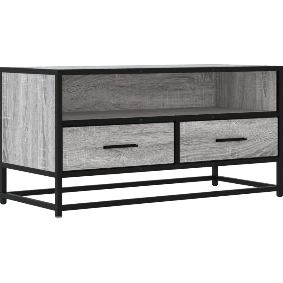 vidaXL Tv-meubel 80x34,5x40 cm bewerkt hout metaal grijs sonoma eiken, foto 3