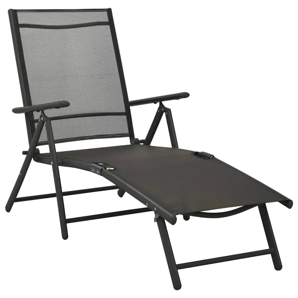 vidaXL 3-delige Loungeset textileen en aluminium zwart, foto 3