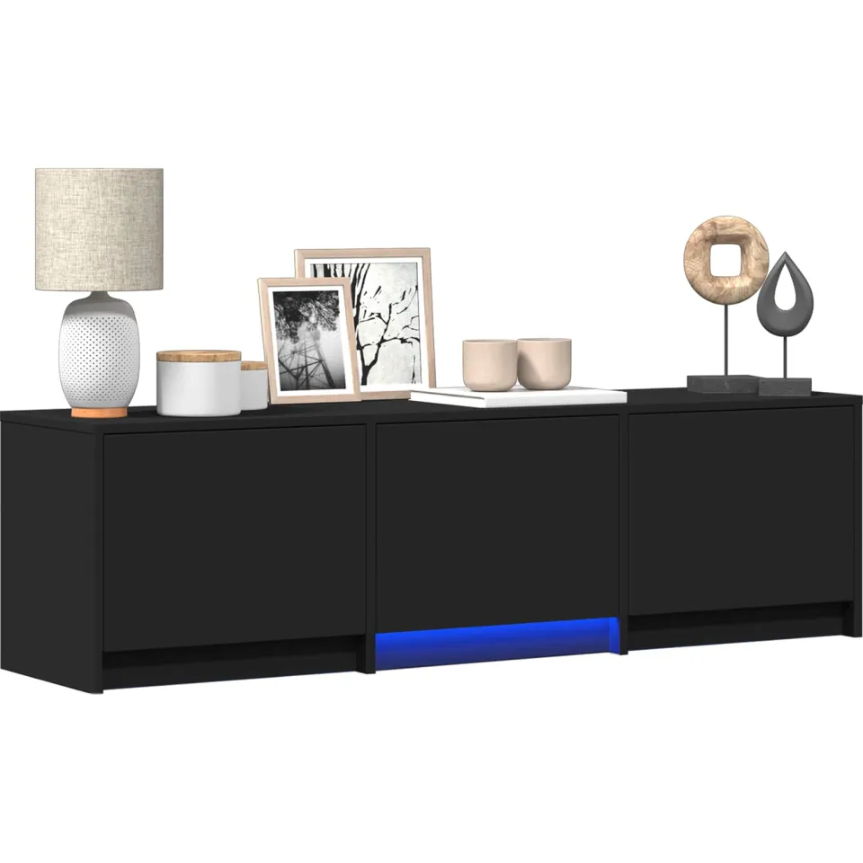 vidaXL TV-kast met LED 140 x 34 x 40 cm Zwart Geconstrueerd hout, foto 3