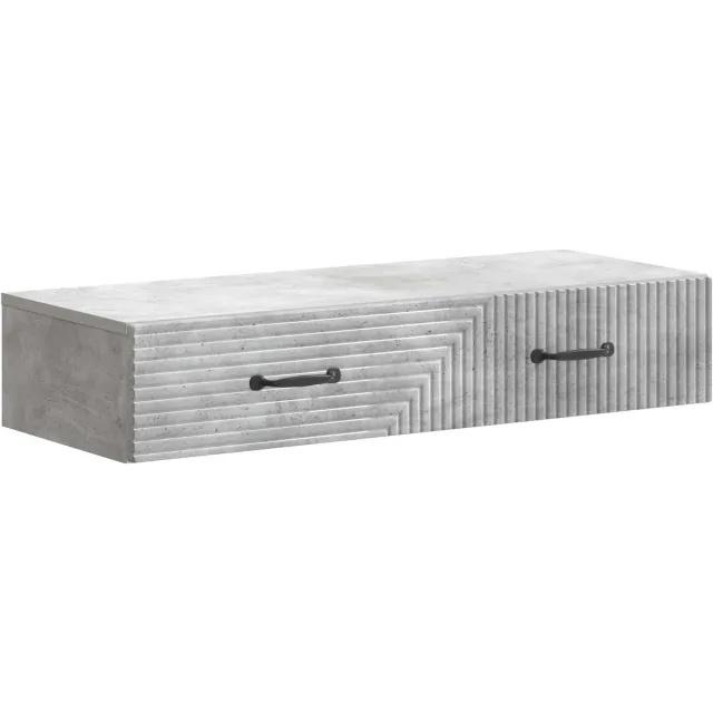 vidaXL Wandgemonteerde - Zijtafel - 87,5 - x - 34,5 - x - 17 - cm - Bewerkt - hout Betongrijs