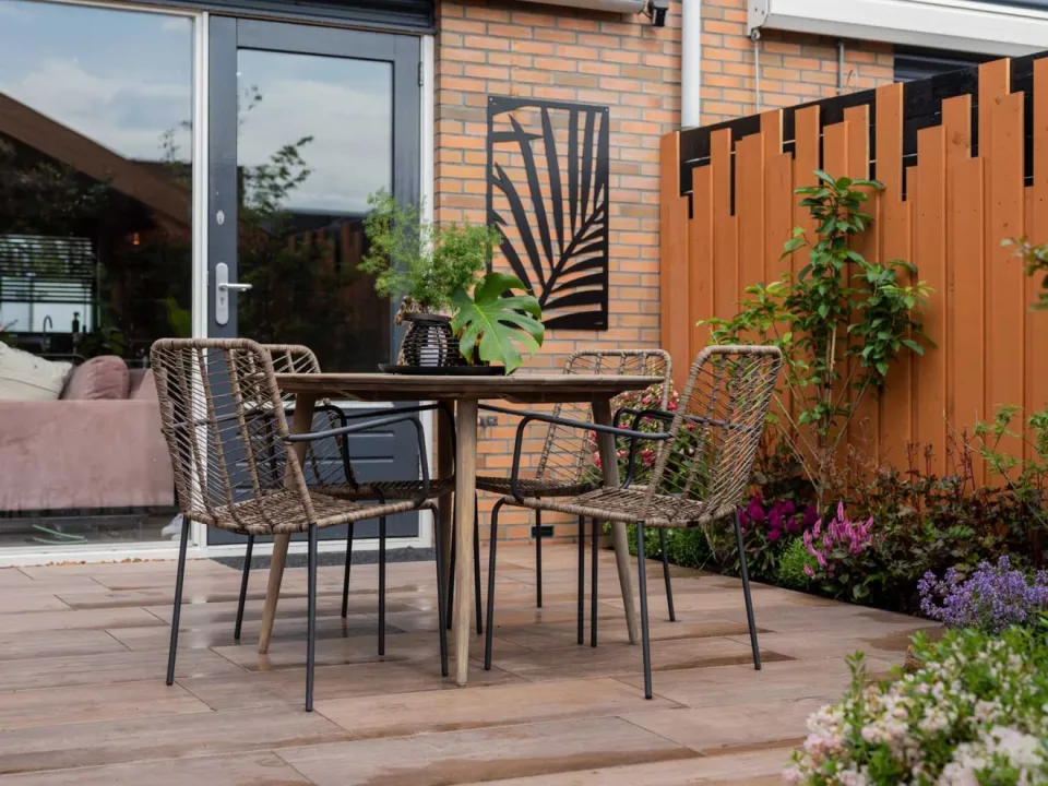 ROUGH Furniture ROUGH-K dining tuintafel ø 115cm bruin, foto 4