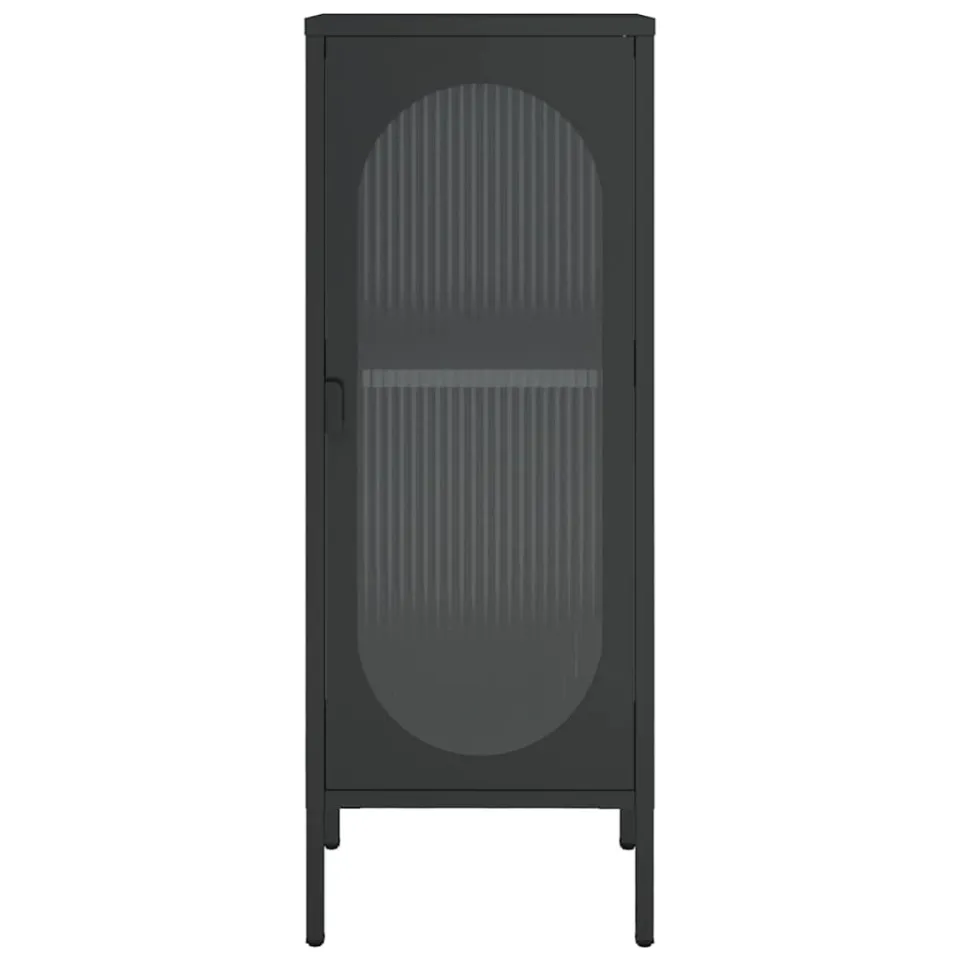 vidaXL Dressoir 40x35x105 cm glas en staal zwart, foto 3
