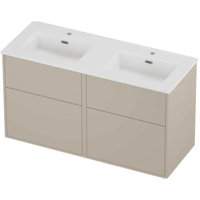 Proline Tribute Badmeubelset Porselein Elegant Voor Grepen 120x46x67 cm Glans Wit Soft Linen Beige