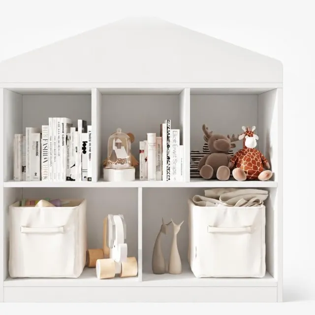 HOERFURIY Wit opbergrek kinderkamer 5 open vakken huisdesign, stabiel voor boeken en speelgoed