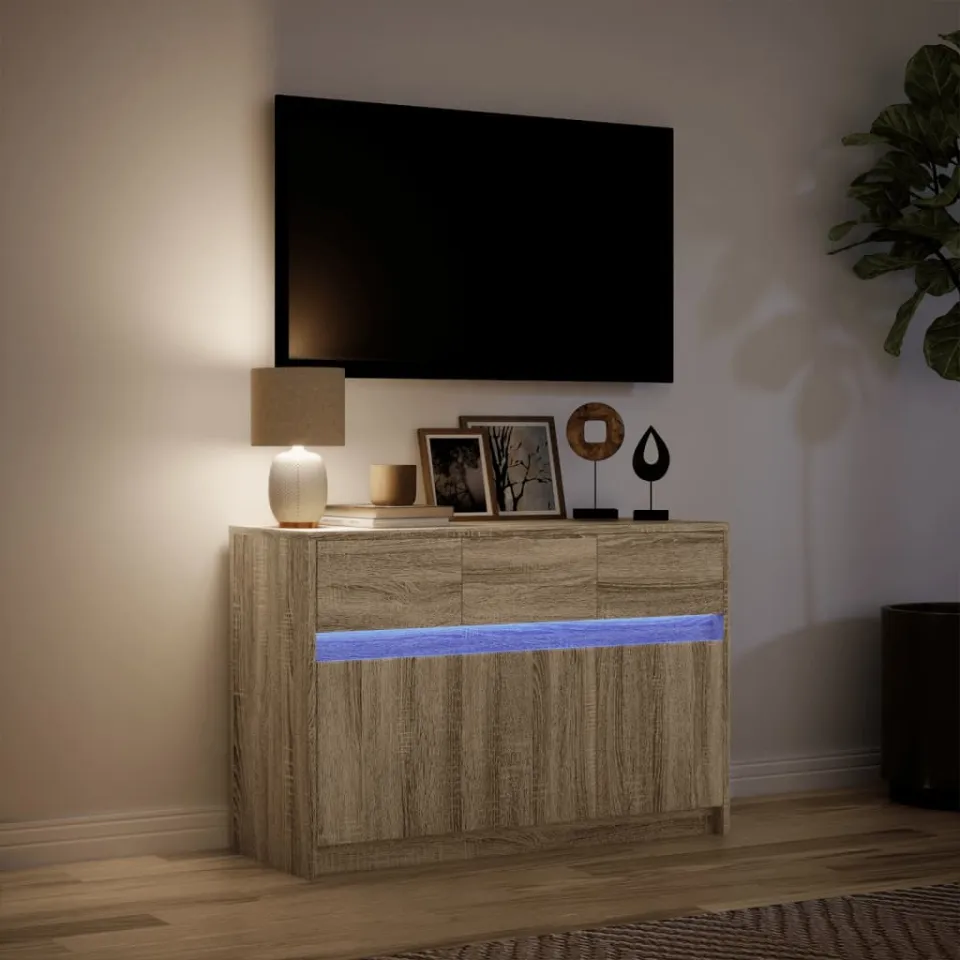vidaXL Tv-meubel met LED 91x34x61 cm bewerkt hout sonoma eikenkleurig, foto 4