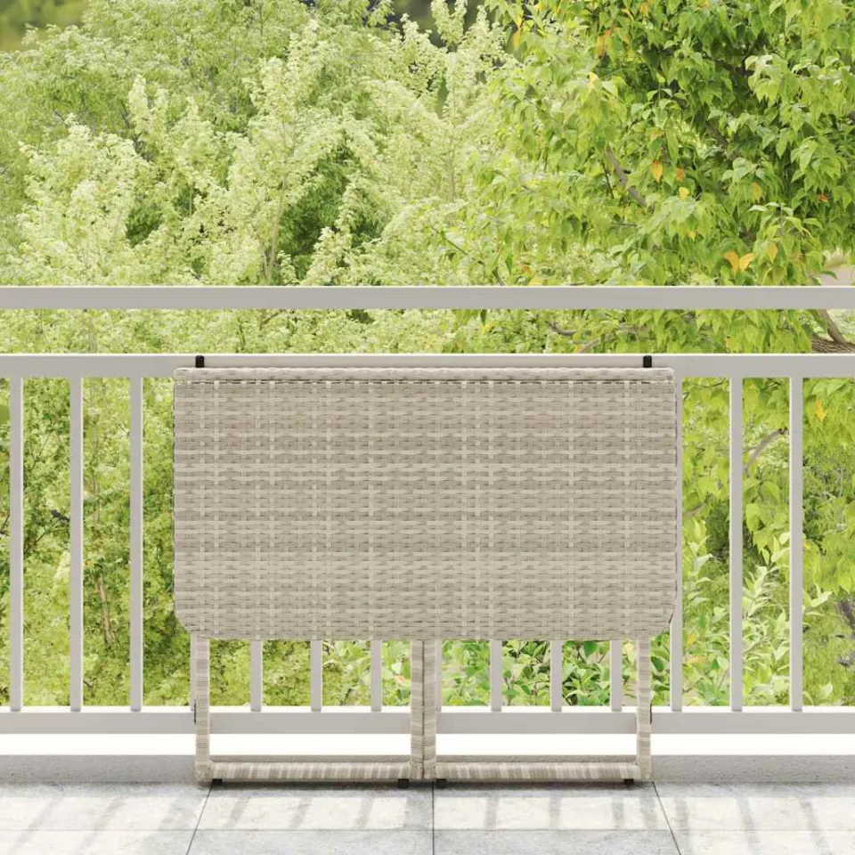 vidaXL Tuintafel inklapbaar 90x51x75 cm poly rattan lichtgrijs grijs, foto 2