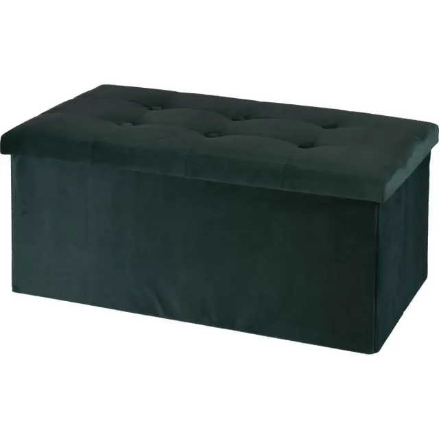H&S Collection Poef/hocker/voetenbankje - opbergbox fluweel - donkergrijs - 76 x 40 x 38 cm Dark grey