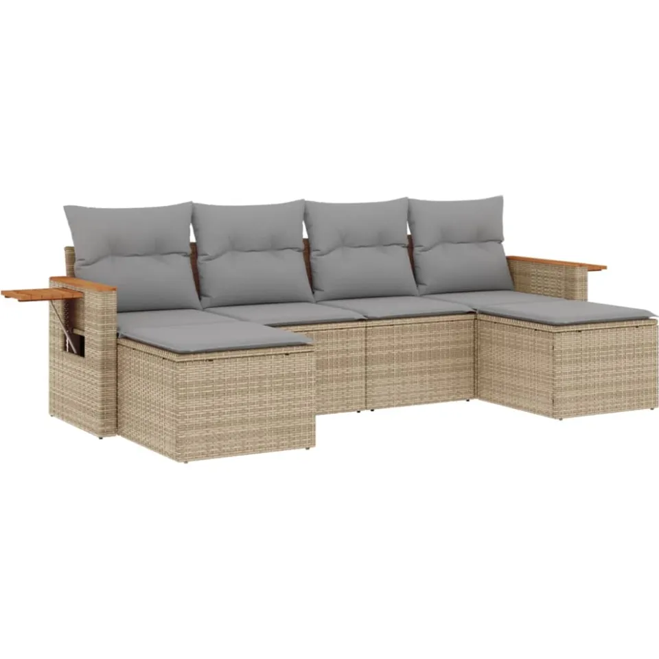 vidaXL Patio Sofa Set 6-zits Beige and Grey, foto 3