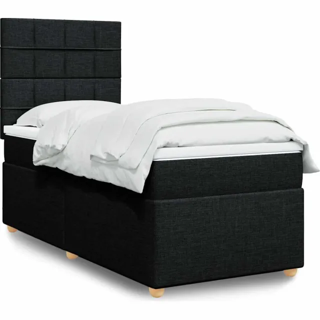 vidaXL Boxspring met matras stof zwart 100x200 cm