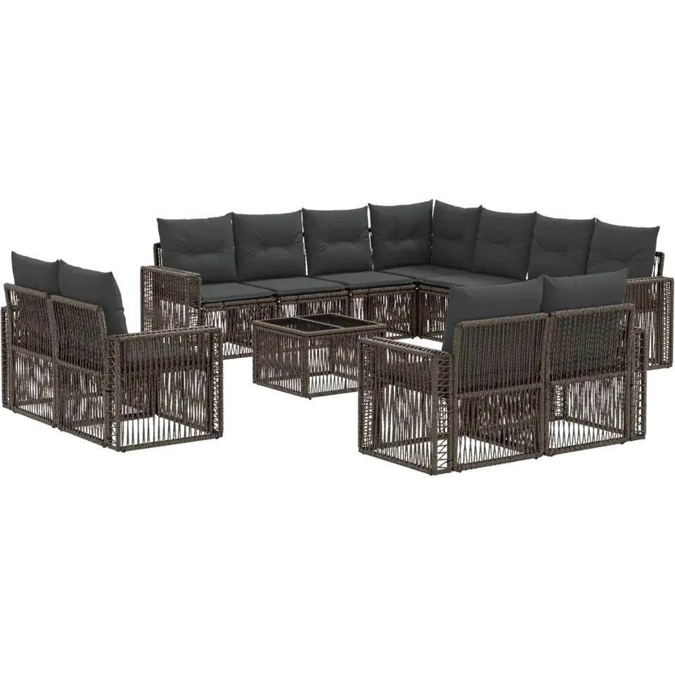 vidaXL Tuinbankenset 12 st 11-zits Grijs en Donkergrijs poly rattan, foto 3