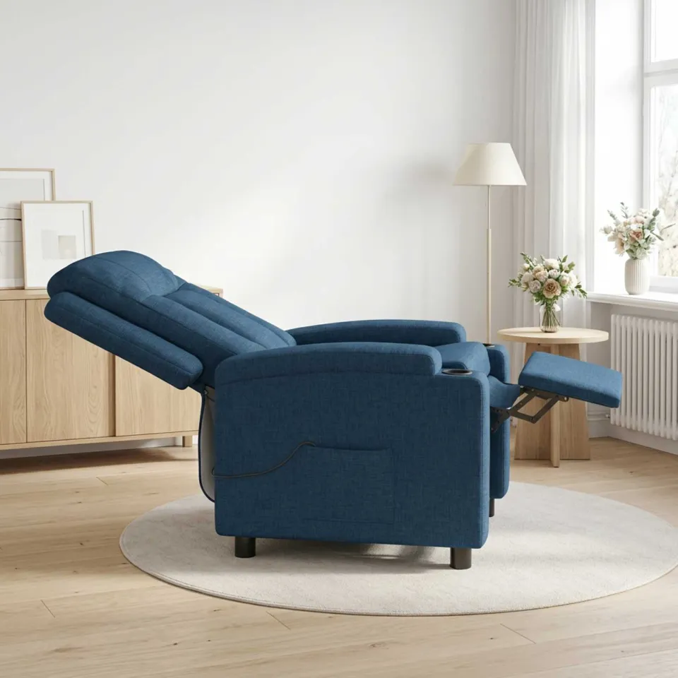 vidaXL Massage-relaxstoel Blauw 75 x 95 x 100 cm Stof, foto 4