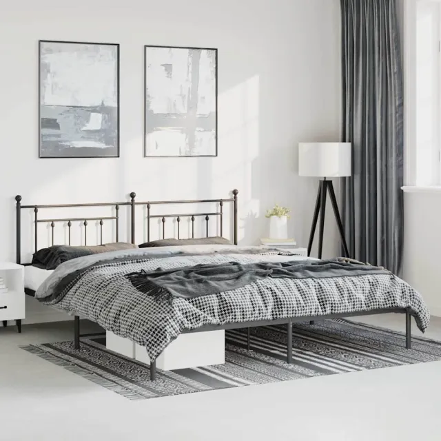 vidaXL Bedframe met hoofdbord metaal zwart 193x203 cm
