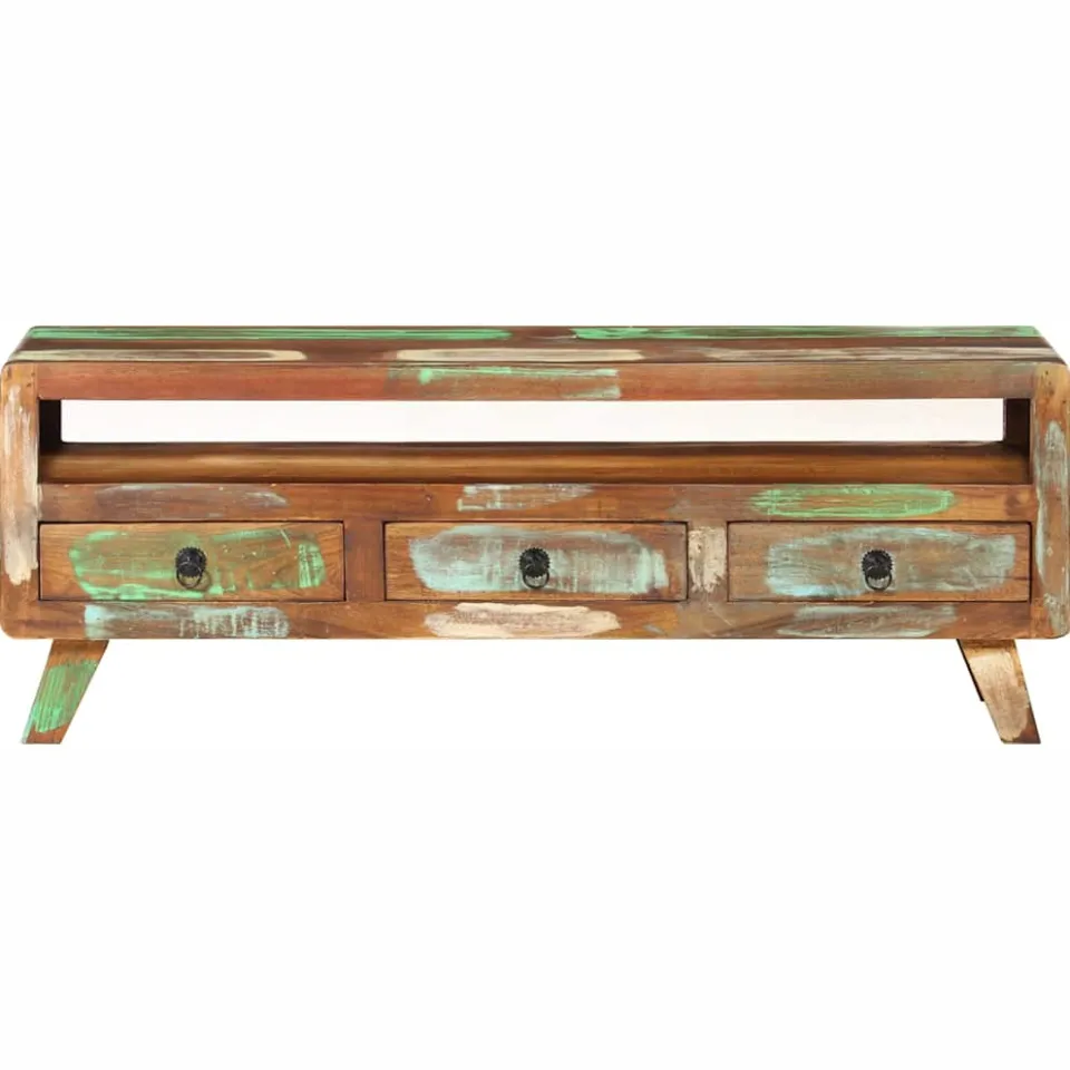 vidaXL Tv-meubel 110x30x40 cm massief gerecycled hout meerkleurig, foto 2