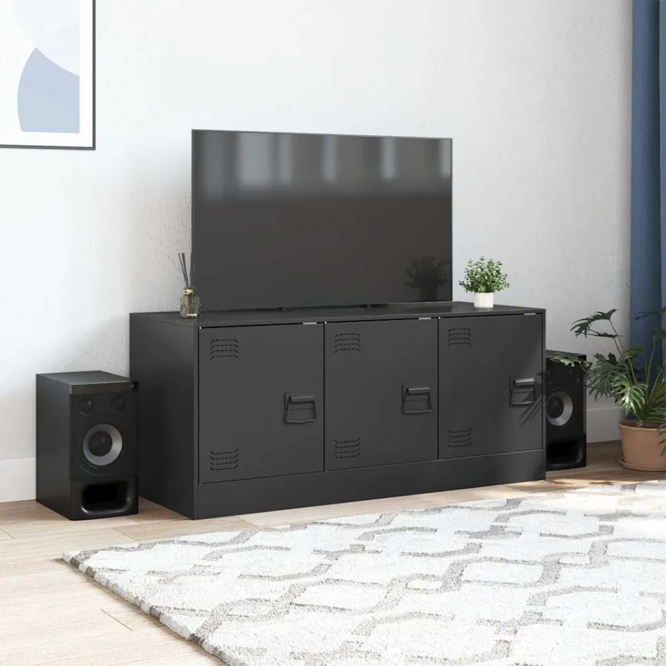 vidaXL Tv-meubel 99x39x44 cm staal zwart, foto 3