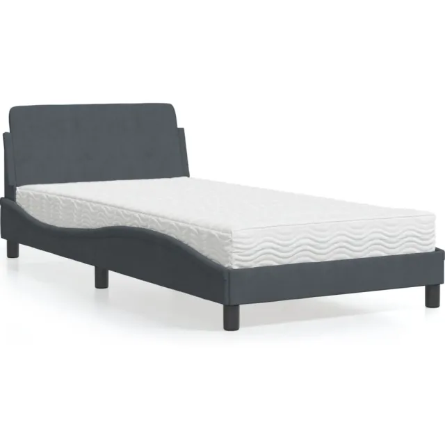 vidaXL Bed met matras "Dover" fluweel donkergrijs 100x200 cm