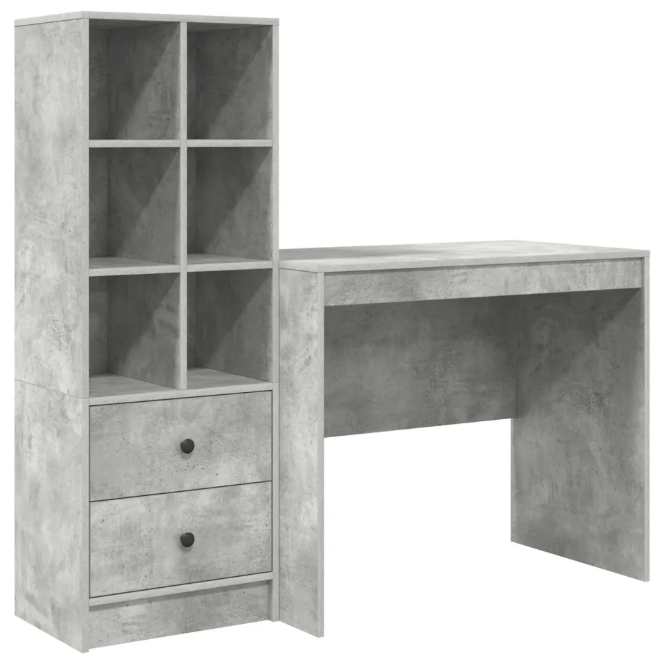 vidaXL Bureau Beton Grijs 135,5 x 50 x 127 cm 2 st, foto 3