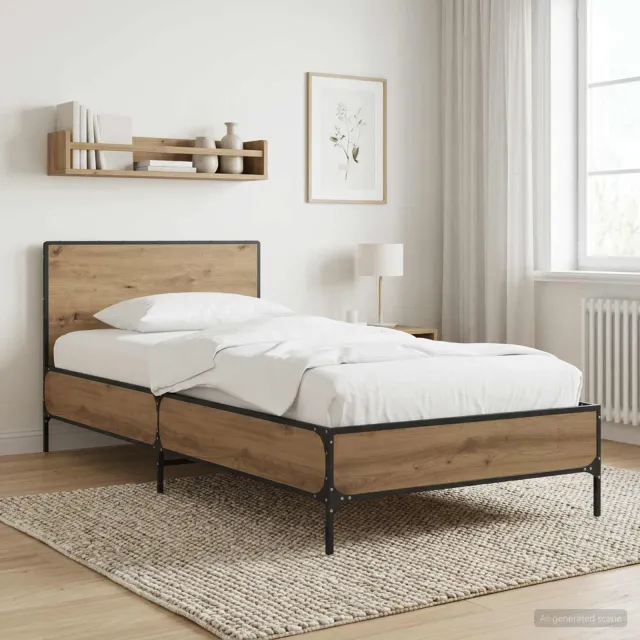 vidaXL Bedframe met Hoofdeinde Artisanaal eiken 80 x 200 cm Bruin