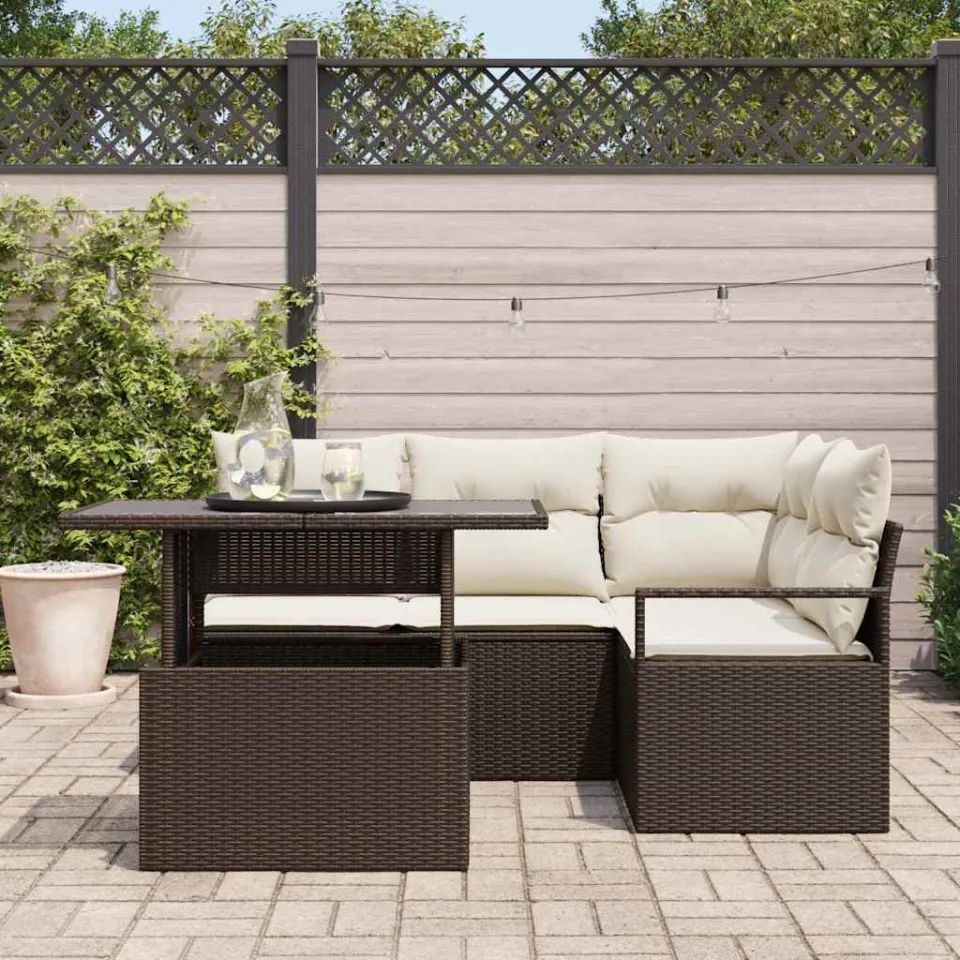 vidaXL Tuin Sofa Set 5 st Bruin Poly riet, foto 3