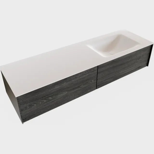 Boss & Wessing Badkamermeubel BWS Madrid Antraciet 150x45x30 cm Mat Witte Solid Surface Wastafel Rechts (2 lades, 0 kraangaten)