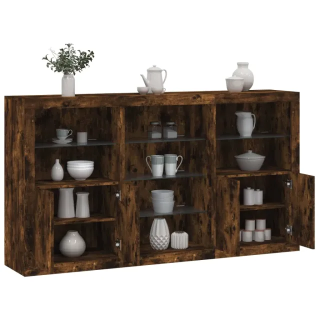 vidaXL Dressoir met LED-verlichting 181,5x37x100 cm gerookt eikenkleur Bruin
