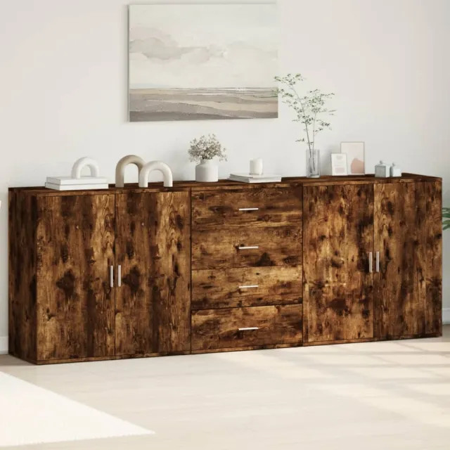 vidaXL Dressoirs 3 st bewerkt hout gerookt eikenkleurig Bruin