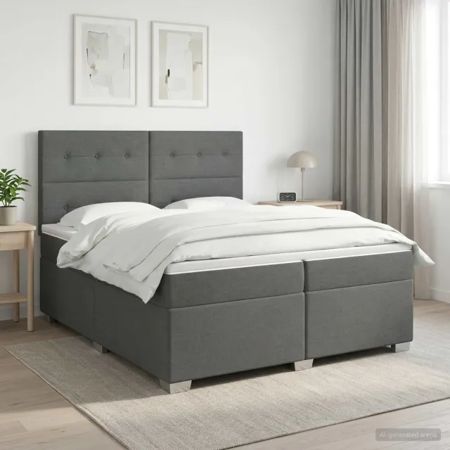 vidaXL Boxspringbed met matras Donkergrijs 200 x 200 cm Stof