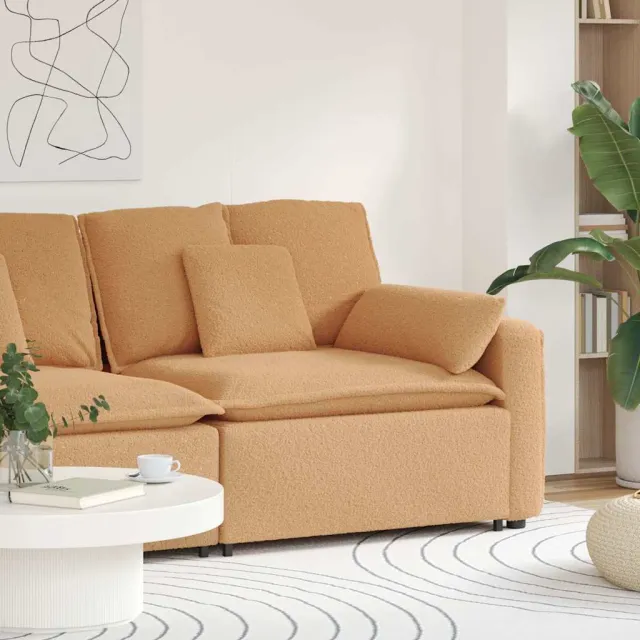 vidaXL Modulaire bank Armleuning eindmodule met kussens 100 cm beige