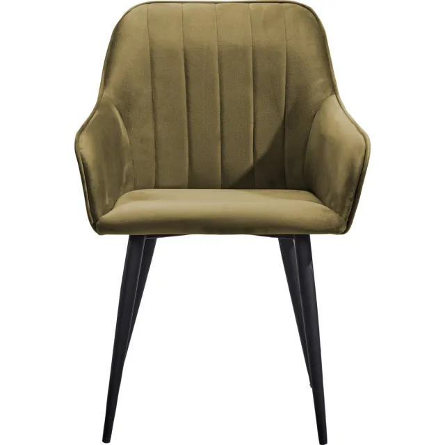 Soof & Tess Soof&Tess - Set van 2 - Modena Eetkamerstoel - Groen - Fluweel - Velvet - Industrieel - Met armleuning - Easy Clean Stoffen - Hoge Kwaliteit