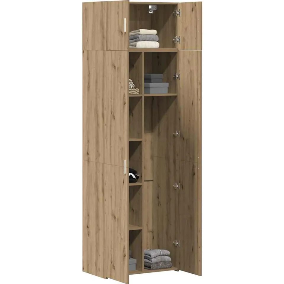 vidaXL Opbergkast 3 st Artisan Eiken 70 x 42,5 x 185 cm Bruin