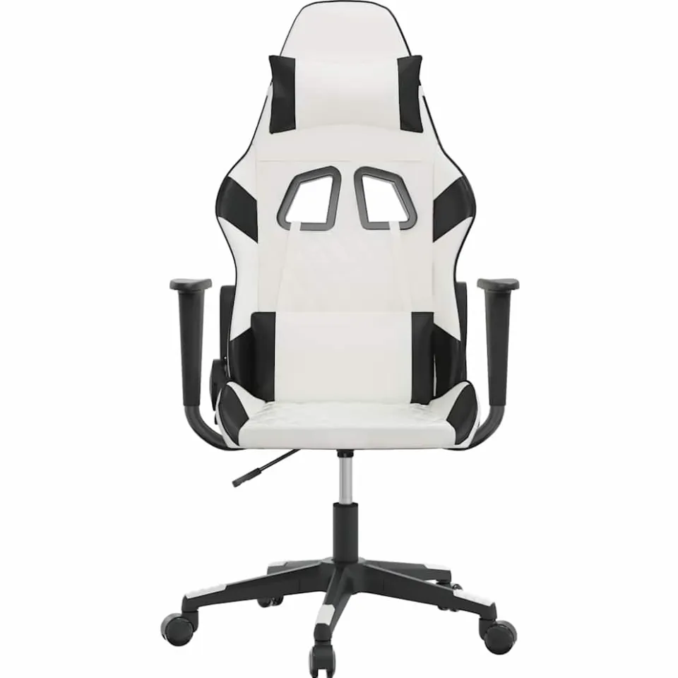 vidaXL Massage gamestoel kunstleer wit en zwart
