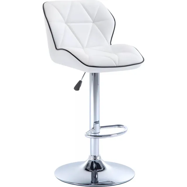 Vente-unique Set van 2 barkrukken CALVIN - Kunstleer - In hoogte verstelbaar - Wit L 45 cm x H 109 cm x D 51 cm
