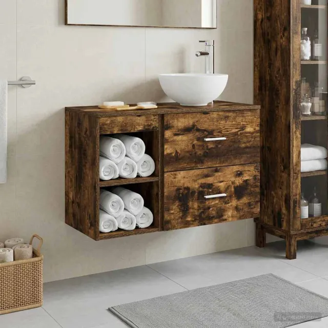 vidaXL Badkamerkastenset 2 st Gerookt eiken 79,5 x 41 x 80 cm Bruin