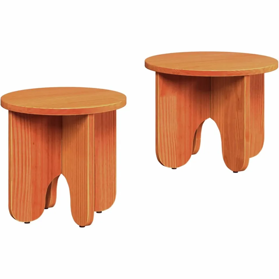 vidaXL Salontafel 2 st Wasbruin 39.5 x 39.5 x 30 cm Massief grenenhout