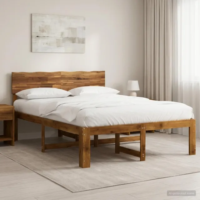vidaXL Tweepersoonsbed met hoofdeinde ROSTOCK Naturel 135 x 190 cm Bruin