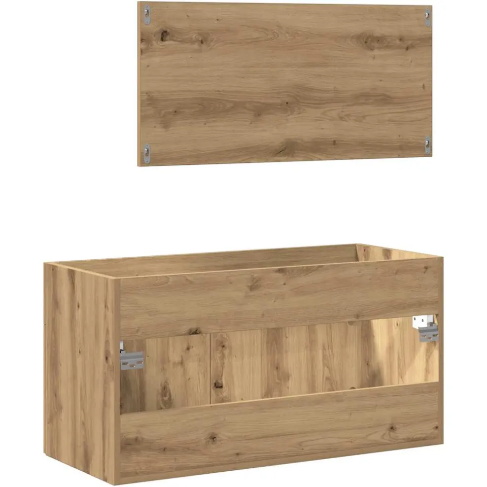 vidaXL Badkamerkast met spiegel bewerkt hout artisanaal eikenkleurig, foto 4